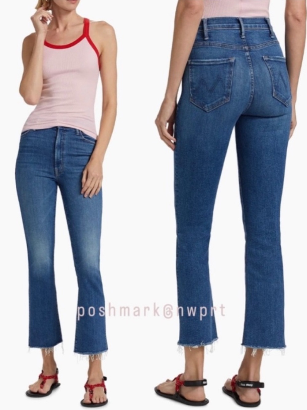 MOTHER Hustler Ankle Fray Grasping At Straws High Waisted Straight Crop 24